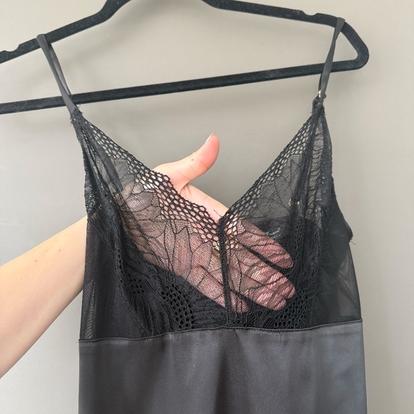 Black Silky Lace Lingerie Slip Dress Size S - Picture 3 of 8